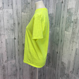 Hand Printed Upcycled Kids XXL Dragonfly Neon Yellow Short Sleeve Tee Shirt
