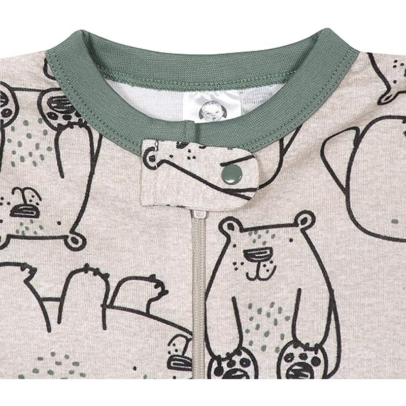 New 4-Pack Gerber Baby Boy Size 9 Months Brown Dog Truck Bear Footed Pajamas