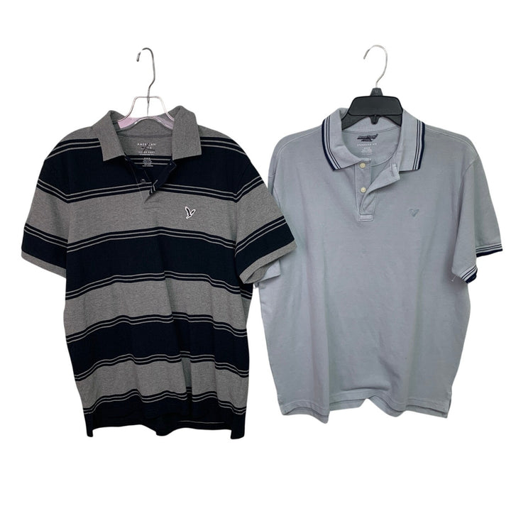 2 New American Eagle Mens Medium Standard Fit Collared Short Sleeve Polo Shirts