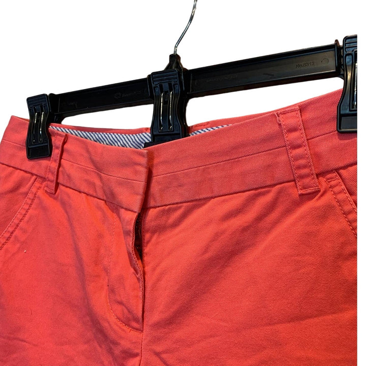 J Crew Size 00 Coral Pink 100% Cotton Chino Short Shorts w Back Pockets