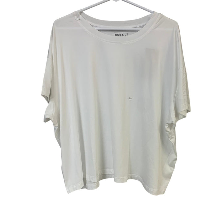 2 New Eddie Bauer Womens 2X XXL Gray White Surreal Travel Crew V Neck Tee Shirts