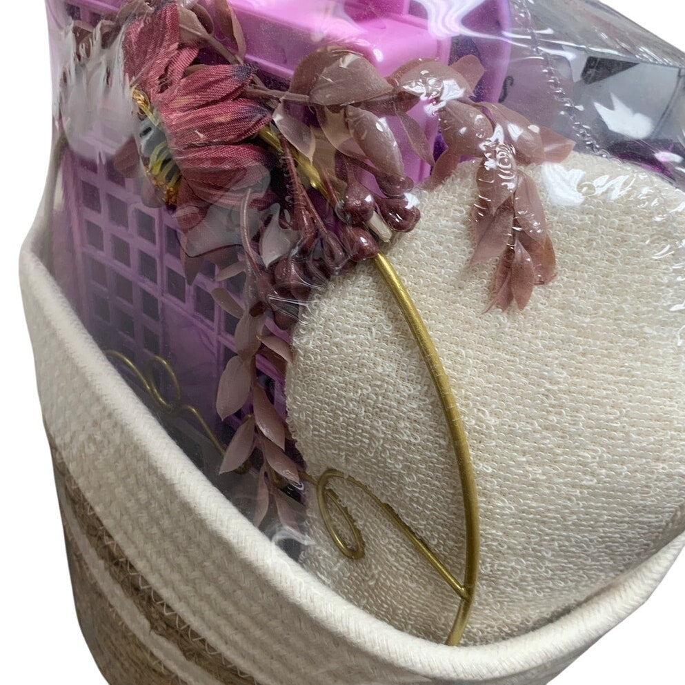 Womens Purple Rose Hair Body Bath De-Stress Relaxation Gift Basket