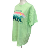 Womens Large Smoky Mountains Tennessee Sunset Grizzly Bear Short Sleeve Tee