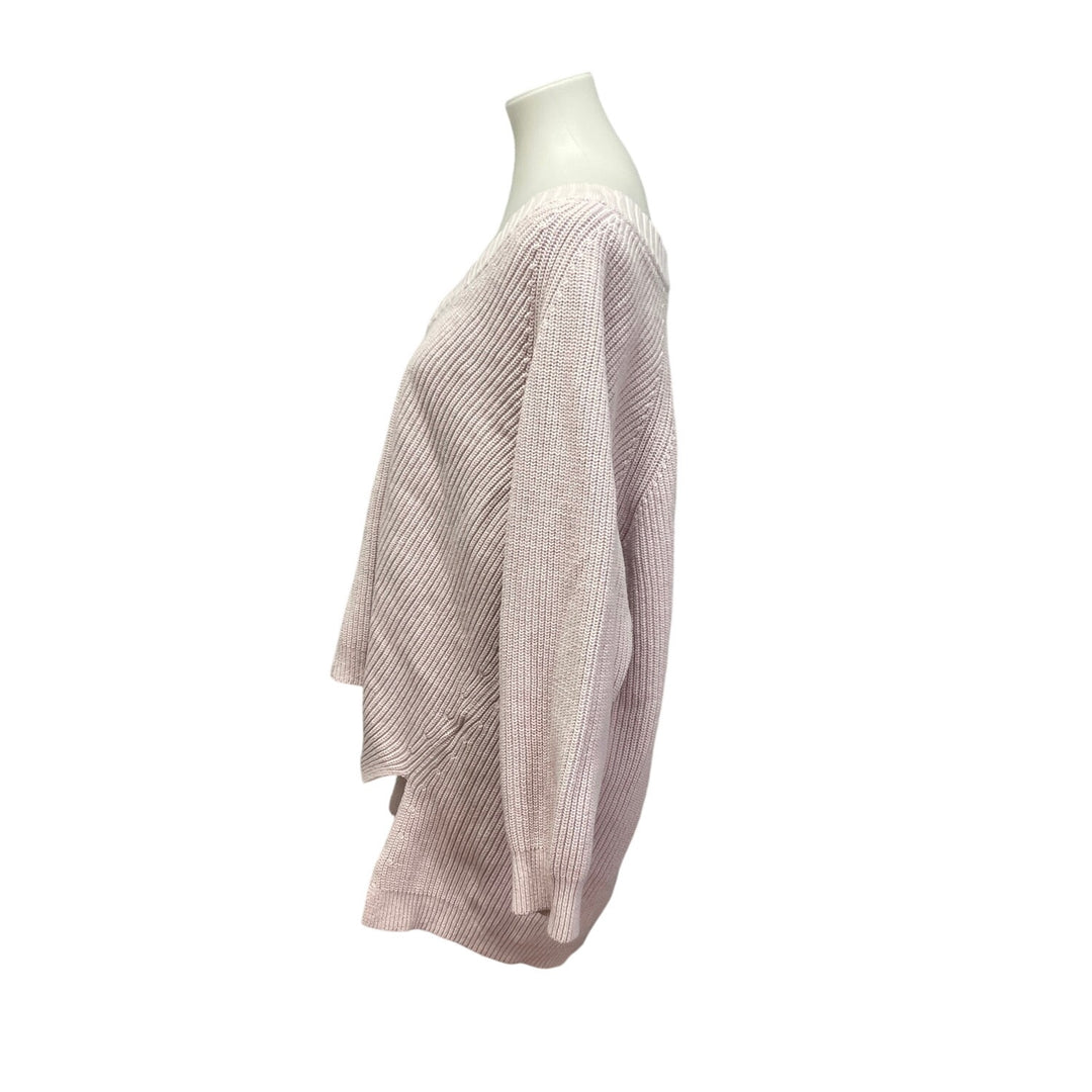 Express Women Large Deep V-Neck Long Sleeve Cotton Acrylic Knit Pullover Sweater