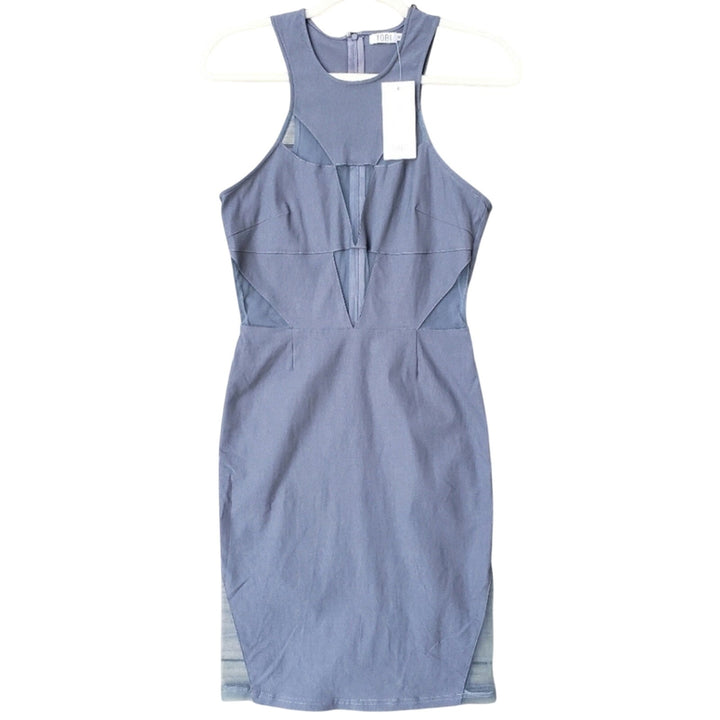 NWT New Tobi Womens Medium Body Con Mesh Panel Rayon Blend Sleeveless Gray Dress