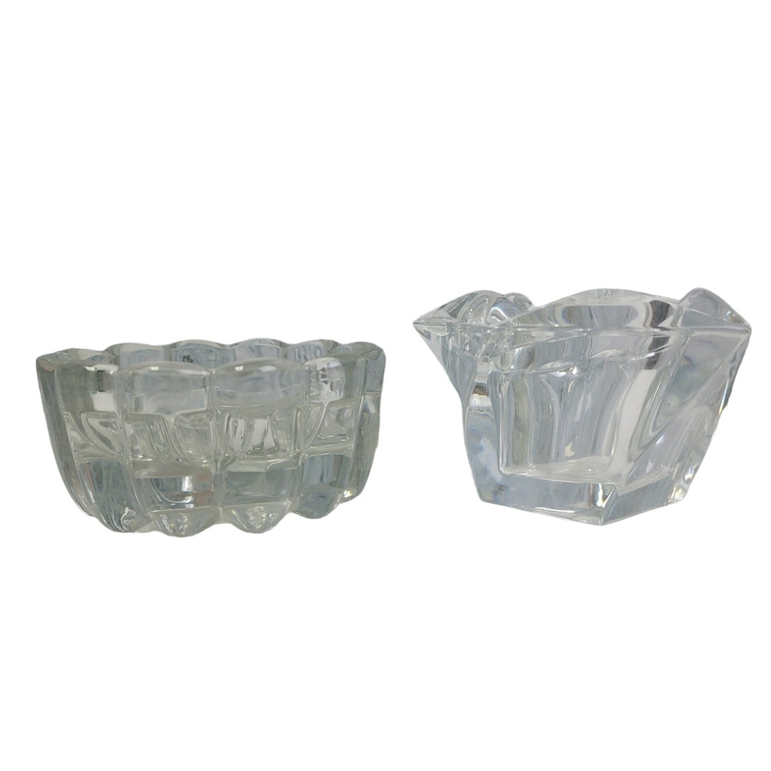 8 Vintage Clear Glass Votive Taper Tealight Star Bowl Square Candleholders