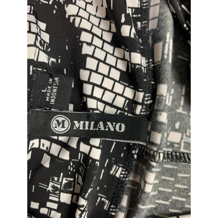 Milano Womens Large Thin Strap Geometric Pattern V Neck Flowy Maxi Dress