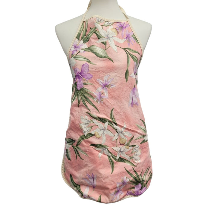 Local Design Made In Hawaii Womens Reversible Floral Craft Apron w Pockets