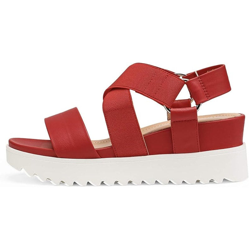 New Dream Pairs Womens Size 10 Red Open Toe Elastic Strap 2.5" Platform Sandals