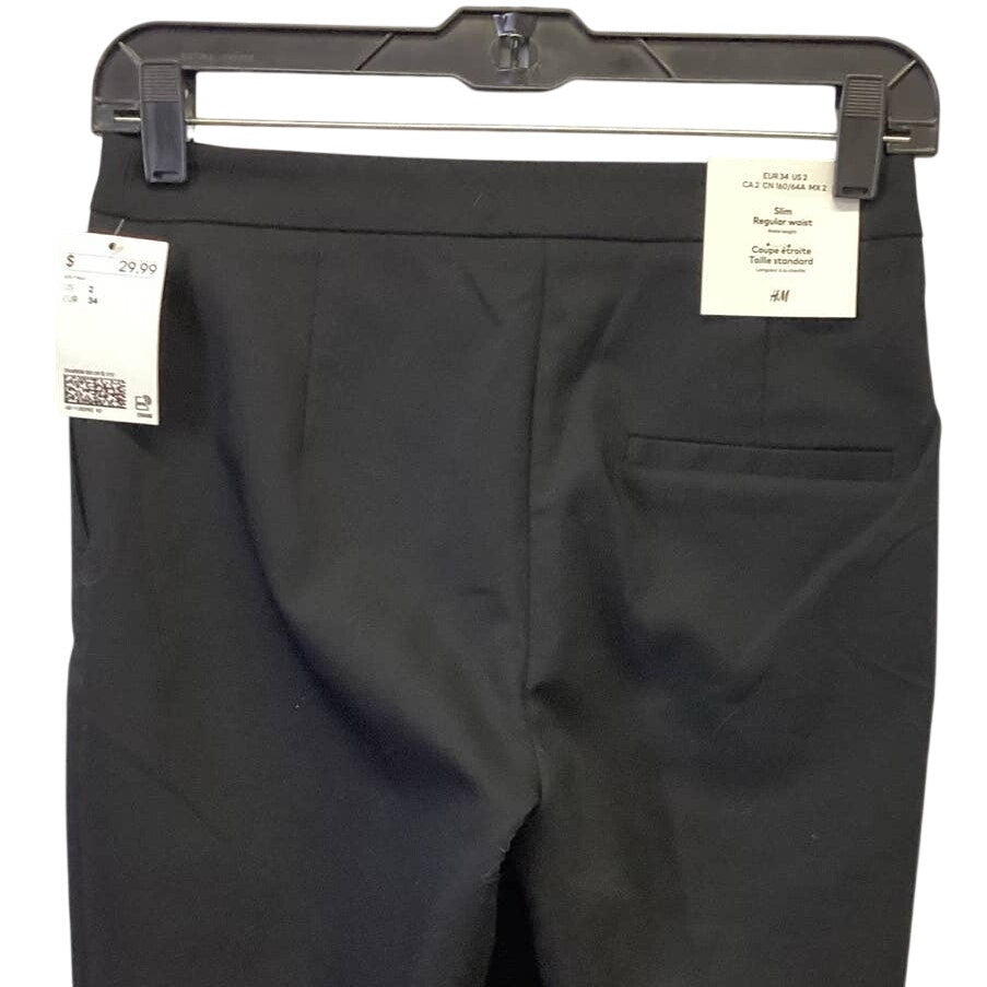 New H&amp;M Womens Size 2 Slim Regular Waist Cropped Basic Black Capri Cropped Pants