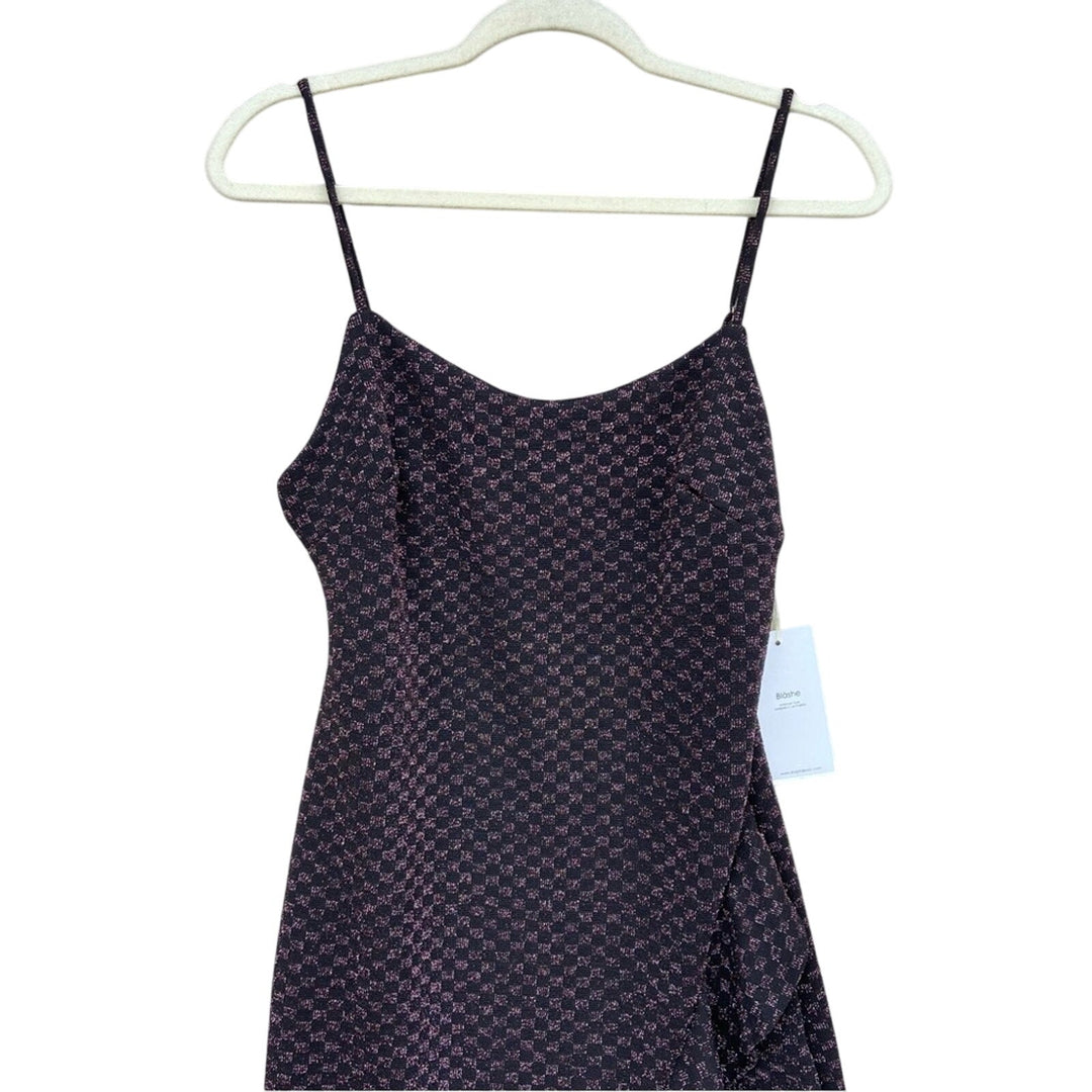 NWT New Blashe Womens Medium Thin Strap Checkerboard Shimmer Bodycon Dress