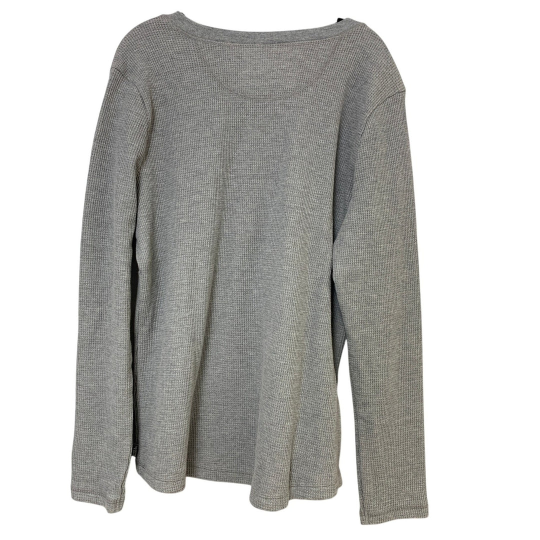 New Eddie Bauer Womens TXL XL Tall Heathered Gray Long Slv Waffled Henley Shirt