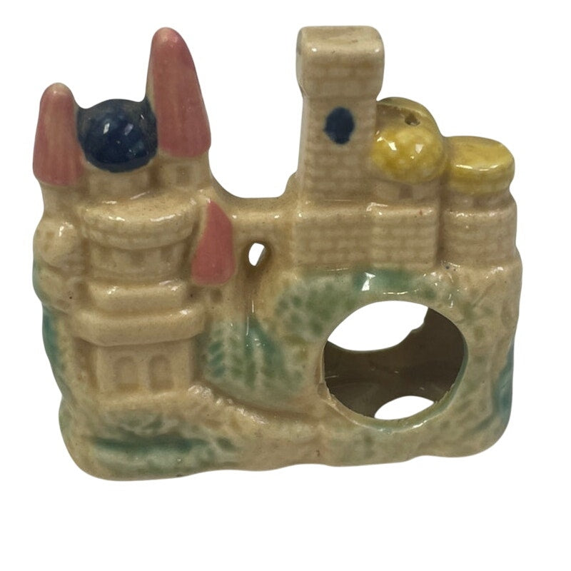 Vintage Made In Japan Small Hand Painted Ceramic Castle Collectible Figurine
