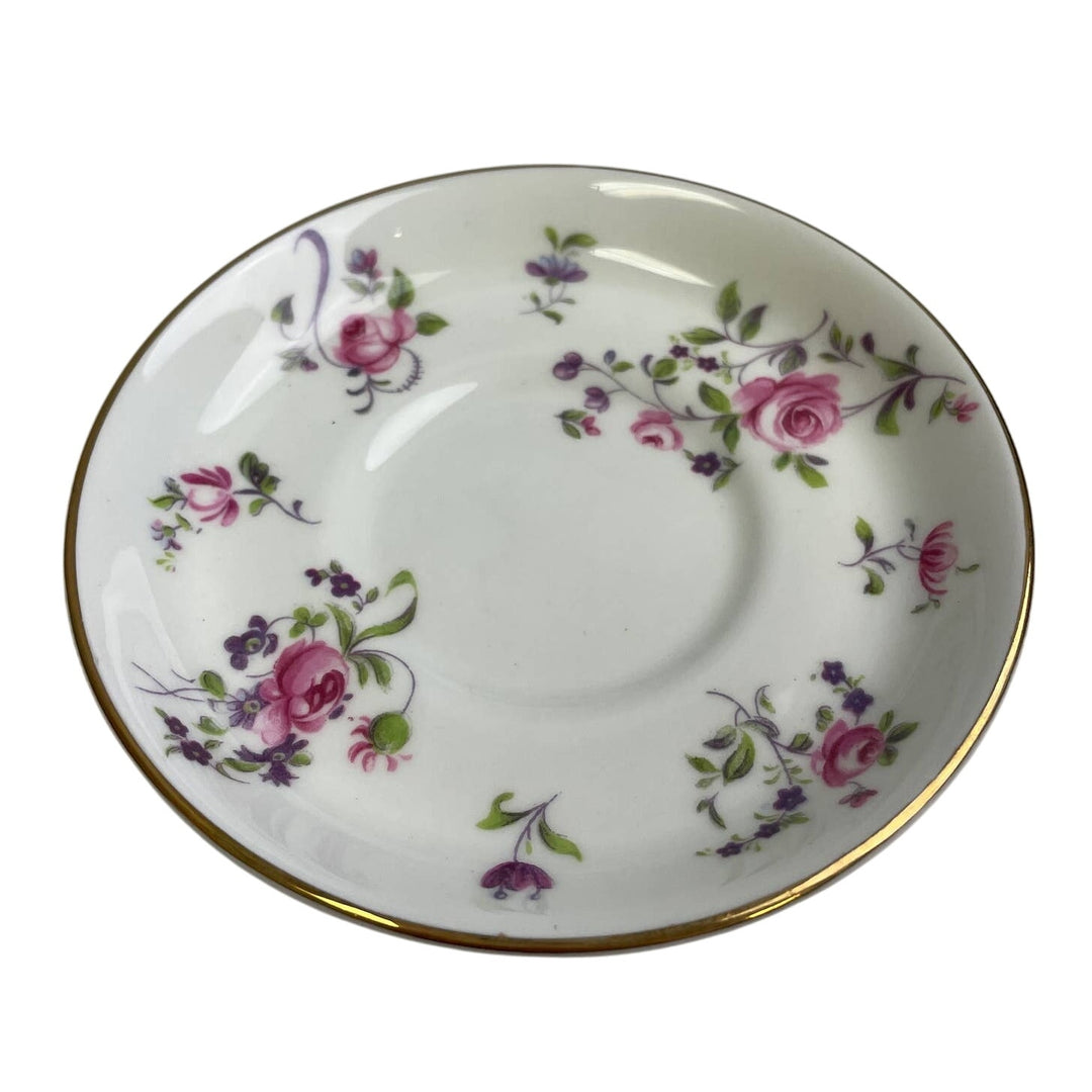 Vintage Crown Staffordshire England Cup &amp; Saucer Rose Fine Bone China Teacup Set