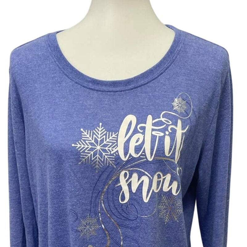 Holiday Time Womens Large Let It Snow Long Sleeve Crew Neck Lightweight Sweater