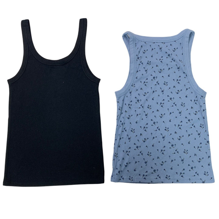 2 New American Eagle Womens Small Floral Ribbed Sleeveless Tank Tops