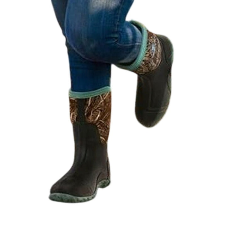 Trudave Womens Size 9 Green Camo Rubber Boots Mid Calf Round Toe Shoes