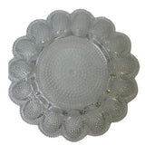 Vintage Cut Pebbled Glass Deviled Egg Serving Platter Plate Holds 15 Eggs