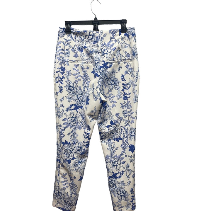 7th Avenue Design Studio Womens Size 6 Average Blue Floral Front Zip Pants