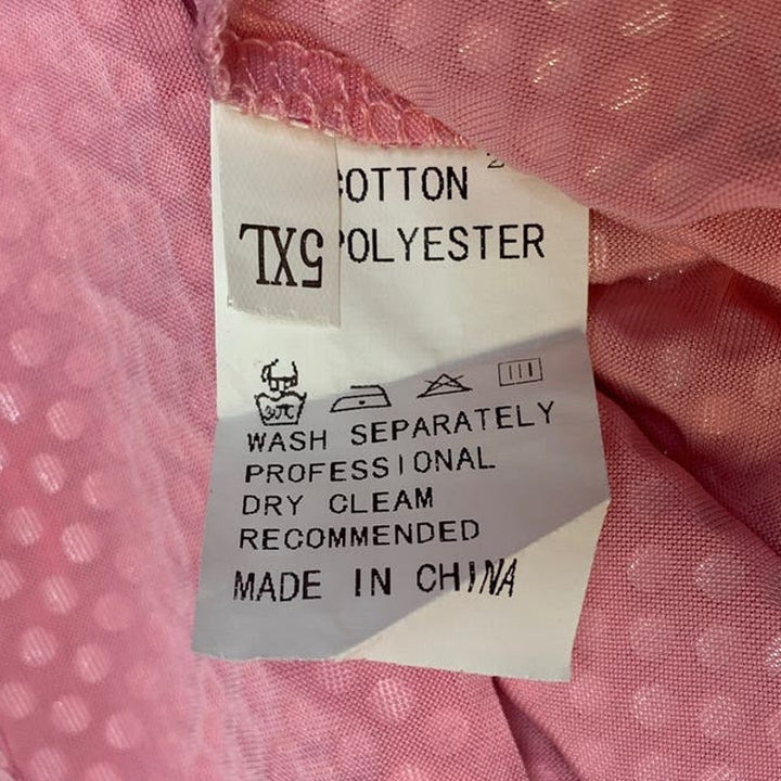 Womens Plus Size 5X Metallic Pink Polka Dot PolyCotton Long Sleeve Shirt &amp; Pants