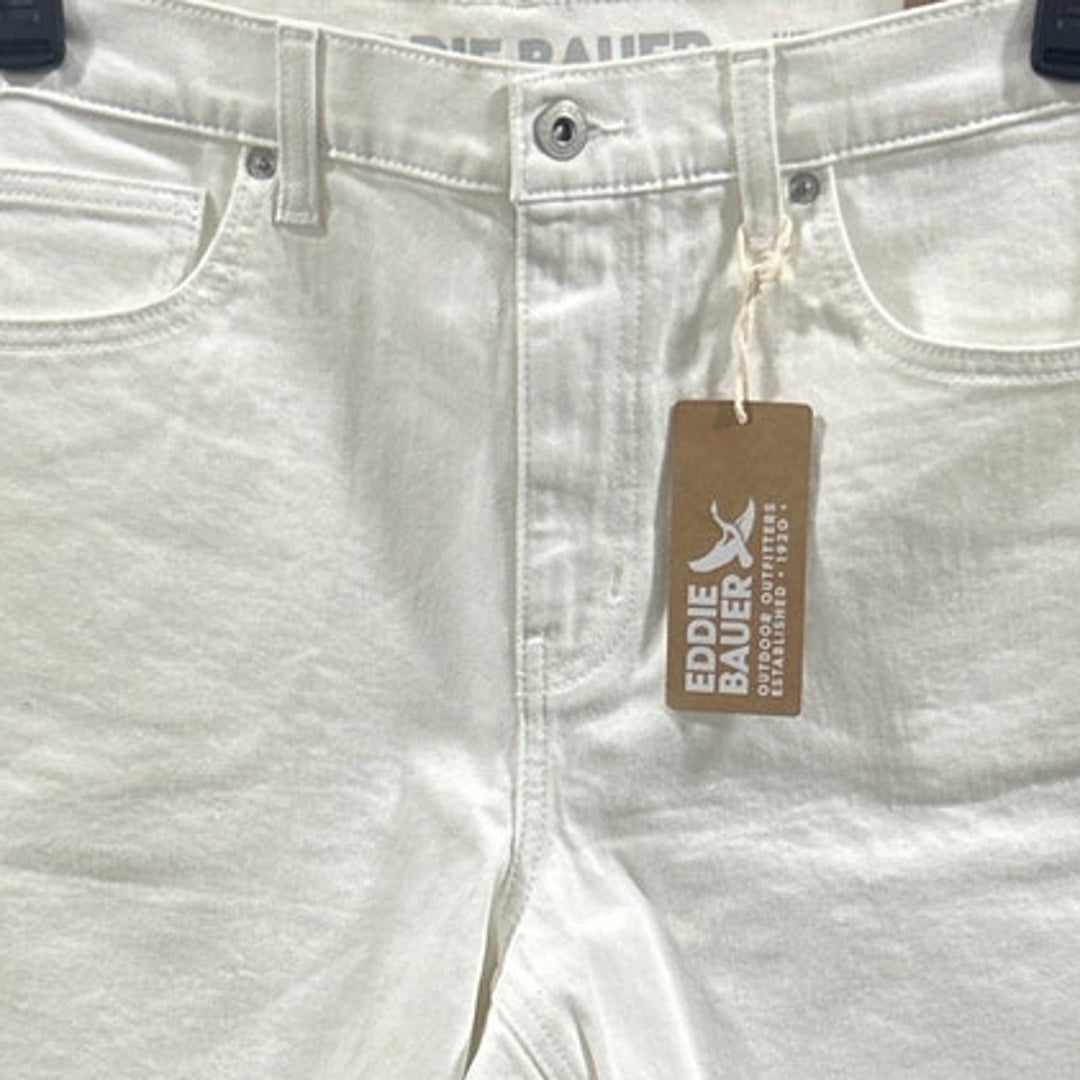 New Eddie Bauer Womens Size 6 White Stretch Cotton High Rise Cutoff Denim Shorts
