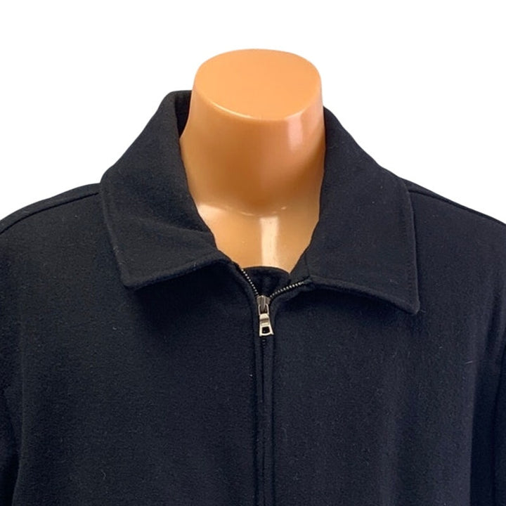 Merona Mens XL Wool Blend Basic Black Collared Full Zip Warm Winter Coat