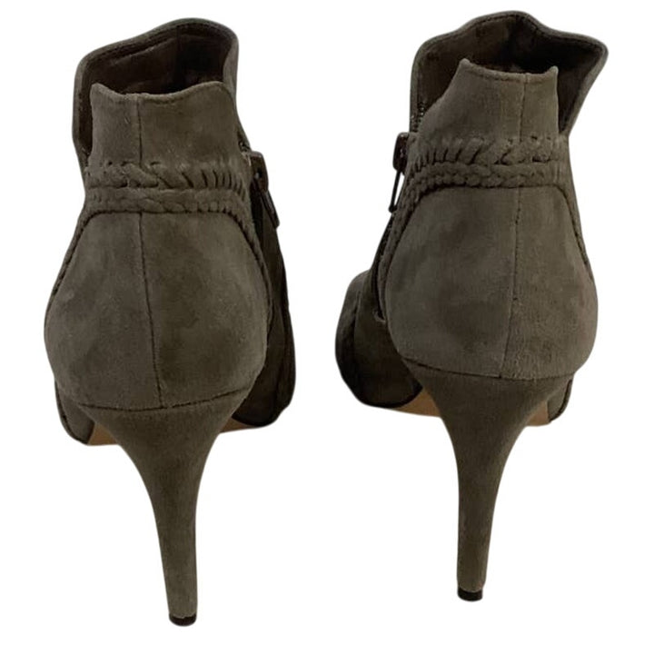 Vince Camuto US Size 8.5 Suede Leather Peep Toe Side Zip 4.25" Heel Shootie Shoe