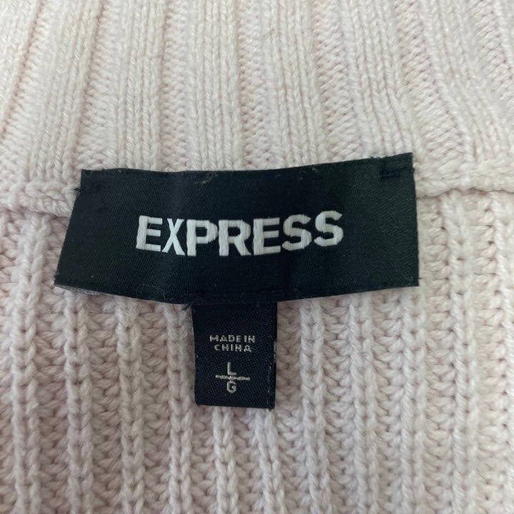 Express Women Large Deep V-Neck Long Sleeve Cotton Acrylic Knit Pullover Sweater