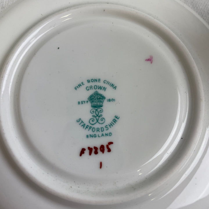 Vintage Crown Staffordshire England Cup &amp; Saucer Rose Fine Bone China Teacup Set