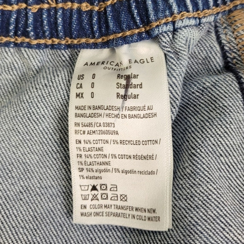 New American Eagle Womens Size 0 Regular Stretch Denim Blue Jeans w Pockets