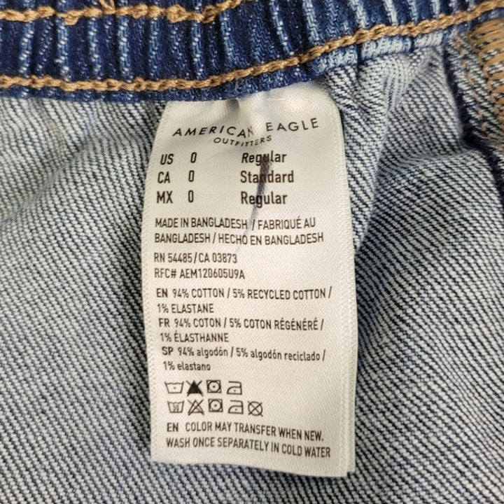 New American Eagle Womens Size 0 Regular Stretch Denim Blue Jeans w Pockets