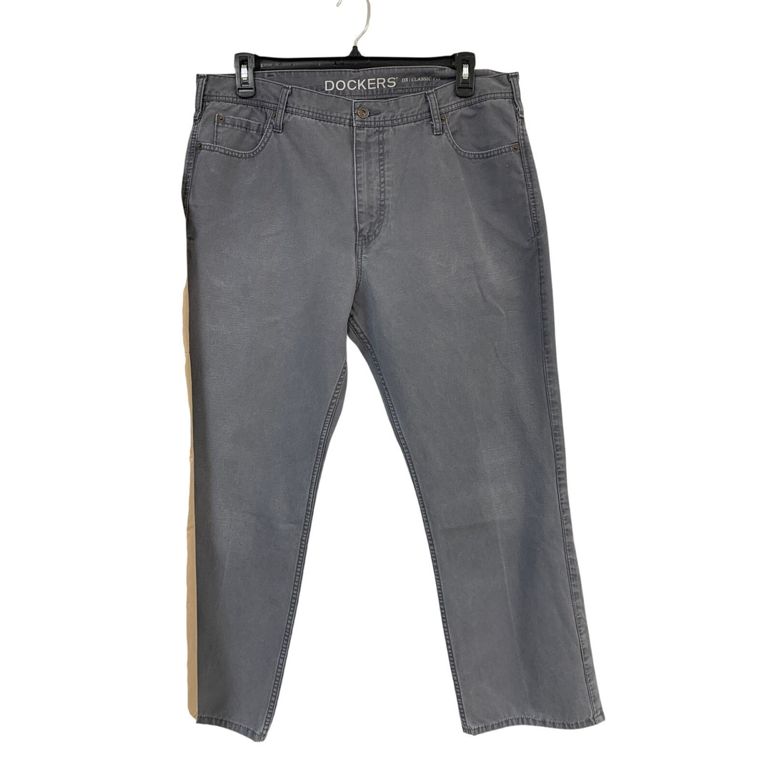 Lot of 2 Dockers Mens 38 X 30 D3 Gray Tan 100% Cotton Classic Fit Pants