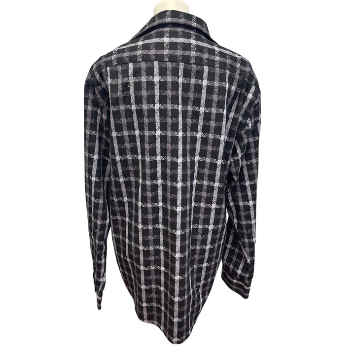 Visconti Mens XL Long Sleeve Paisley Plaid 100% Cotton Button Down Casual Shirt