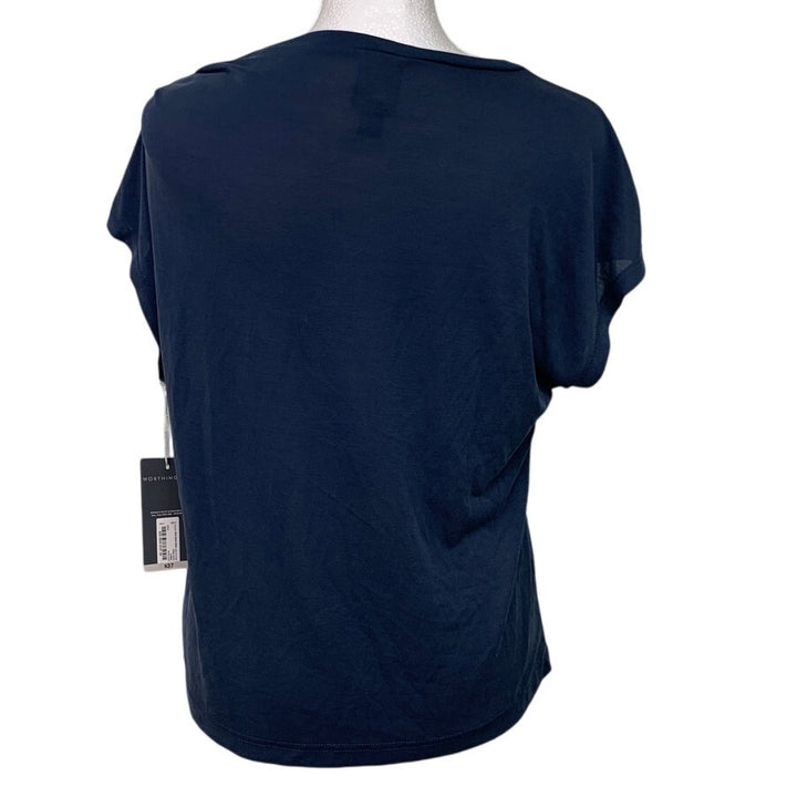 NWT New Worthington Womens XS Petrol Blue Short Sleeve Crew Neck Tee Shirt Top