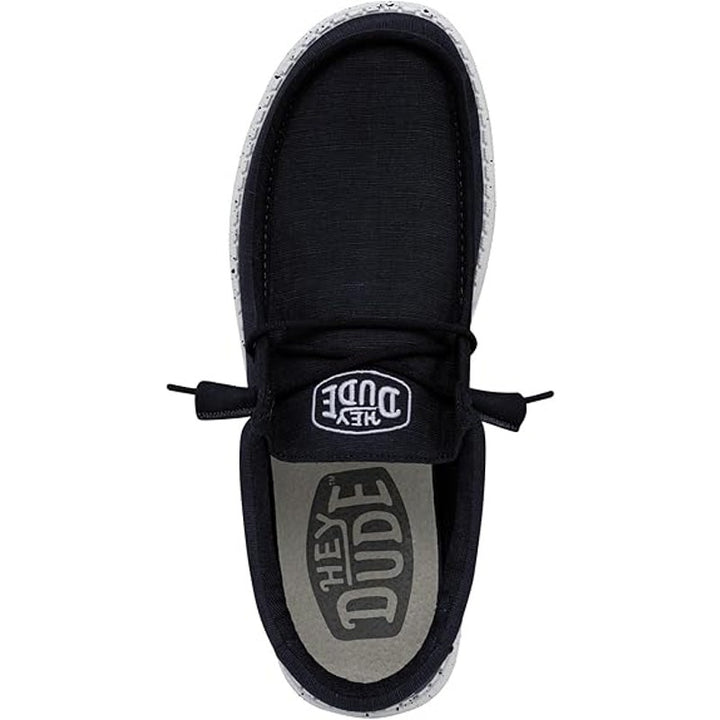 Hey Dude Mens Size 7 Navy Blue Wally Slub Canvas Slip On Elastic Lace Shoes