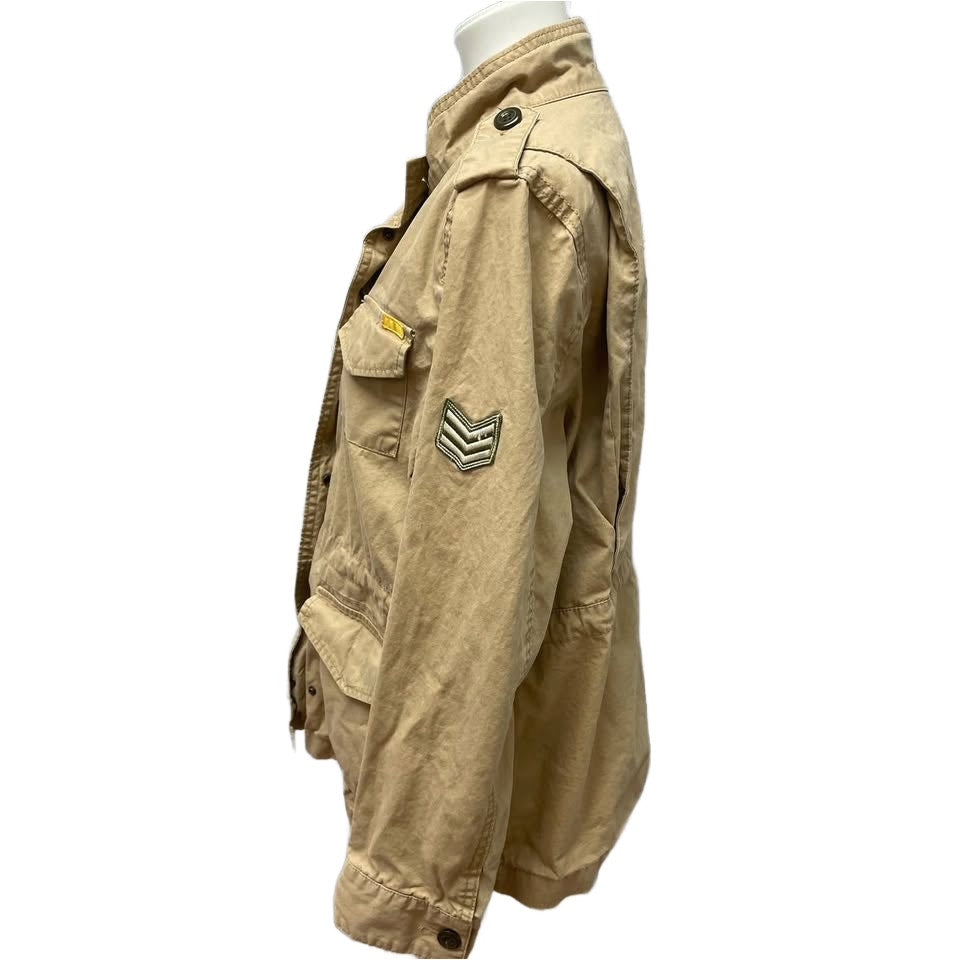 Old Navy Womens Large Zip Snap Up Khaki Military Style Lightweight Jacket
