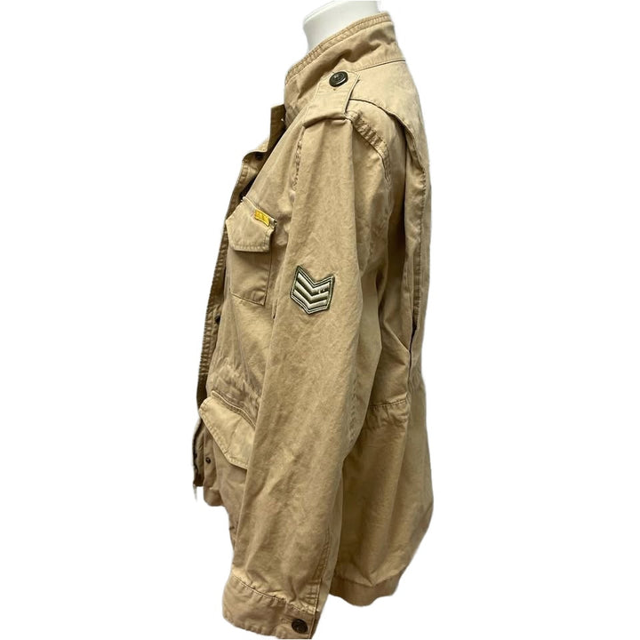 Old Navy Womens Large Zip Snap Up Khaki Military Style Lightweight Jacket