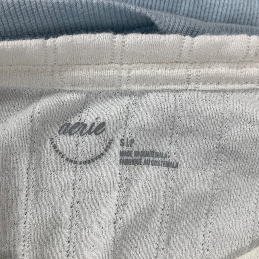 2 New Aerie Womens Small Short Sleeve Ribbed Textured  Crew Neck Tee Shirt Tops