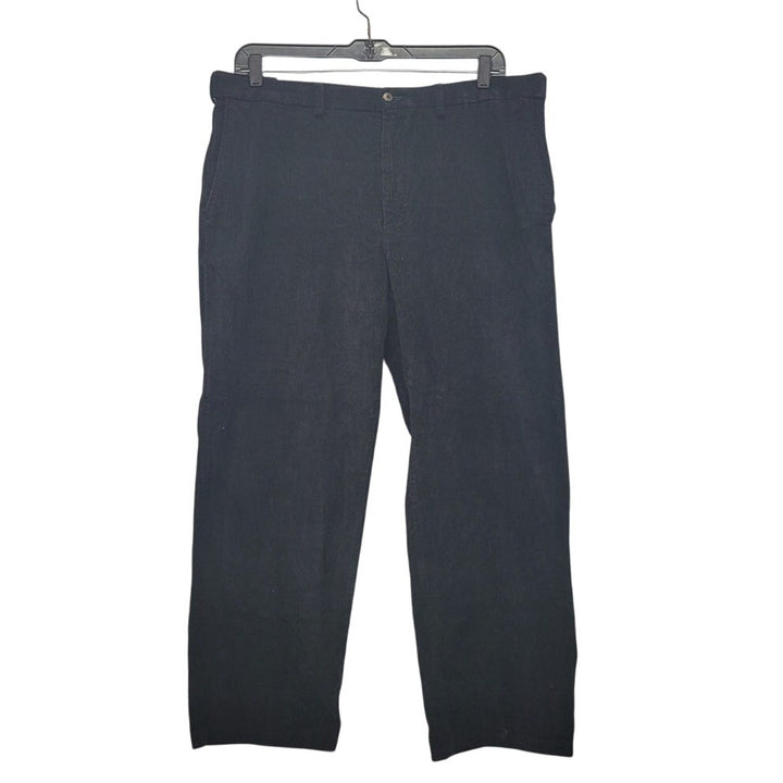 Haggar Mens 42 X 32 Black 100% Cotton Flat Front Multi Pocket Corduroy Pants