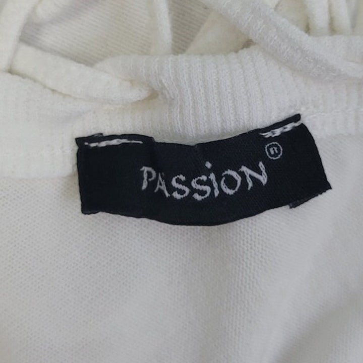 Passion Womens XS Viscose Spandex Lace Up Front 3/4 Sleeve Blouse