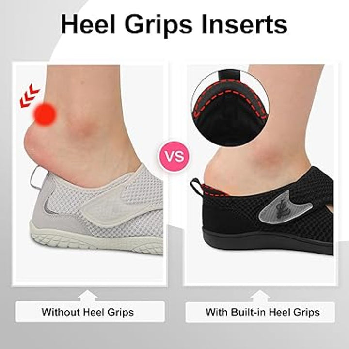 LeIsfIt Womens 10.5 Black Mesh Wide Diabetic Adjustable Barefoot Walking Shoes