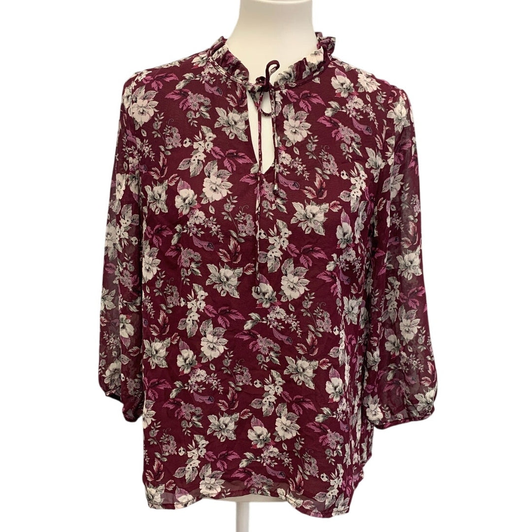 Skies are Blue Womens Medium Bodice Lined Lightweight Floral Blouse Shirt