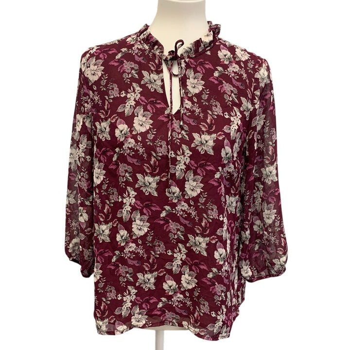 Skies are Blue Womens Medium Bodice Lined Lightweight Floral Blouse Shirt