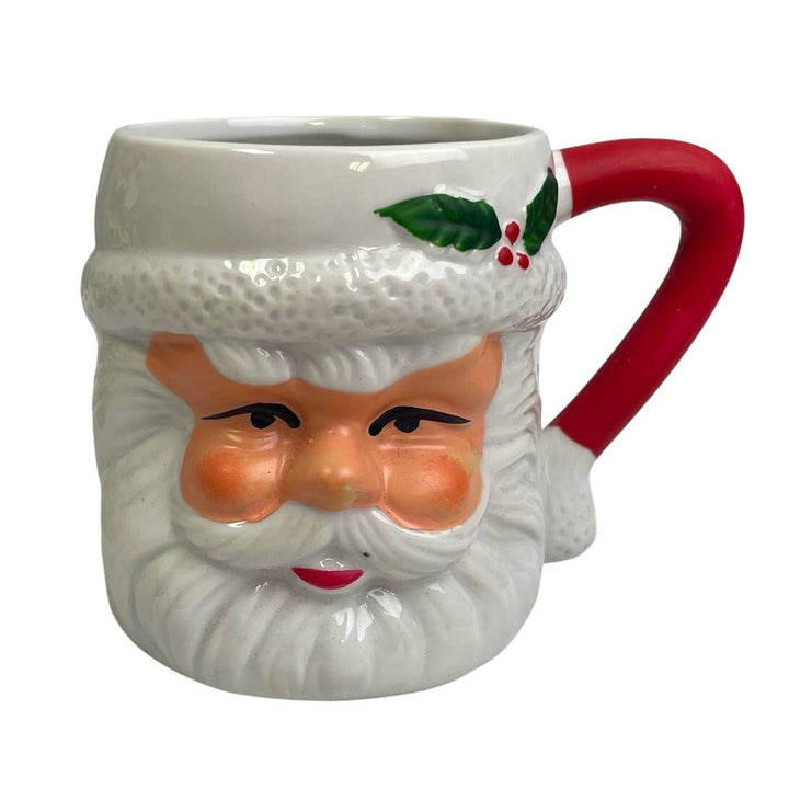 4 Piece Christmas Santa Claus Ceramic Mug Glass Storage Jar w Lid Holiday Lot