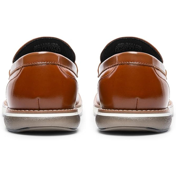 Bruno Marc Mens Size 10.5 Brown Faux Leather Dress Penny Loafer Slip On Shoes