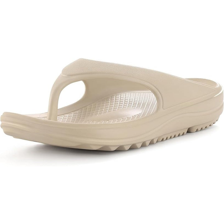 New Shevalues Womens 6.5 Tan Slide On Thong Arch Support Sandal Shoes