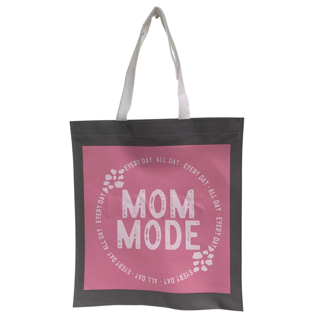 New Upcycled Hand Printed Mom Mode Every Day All Day Shopper Tote Bag