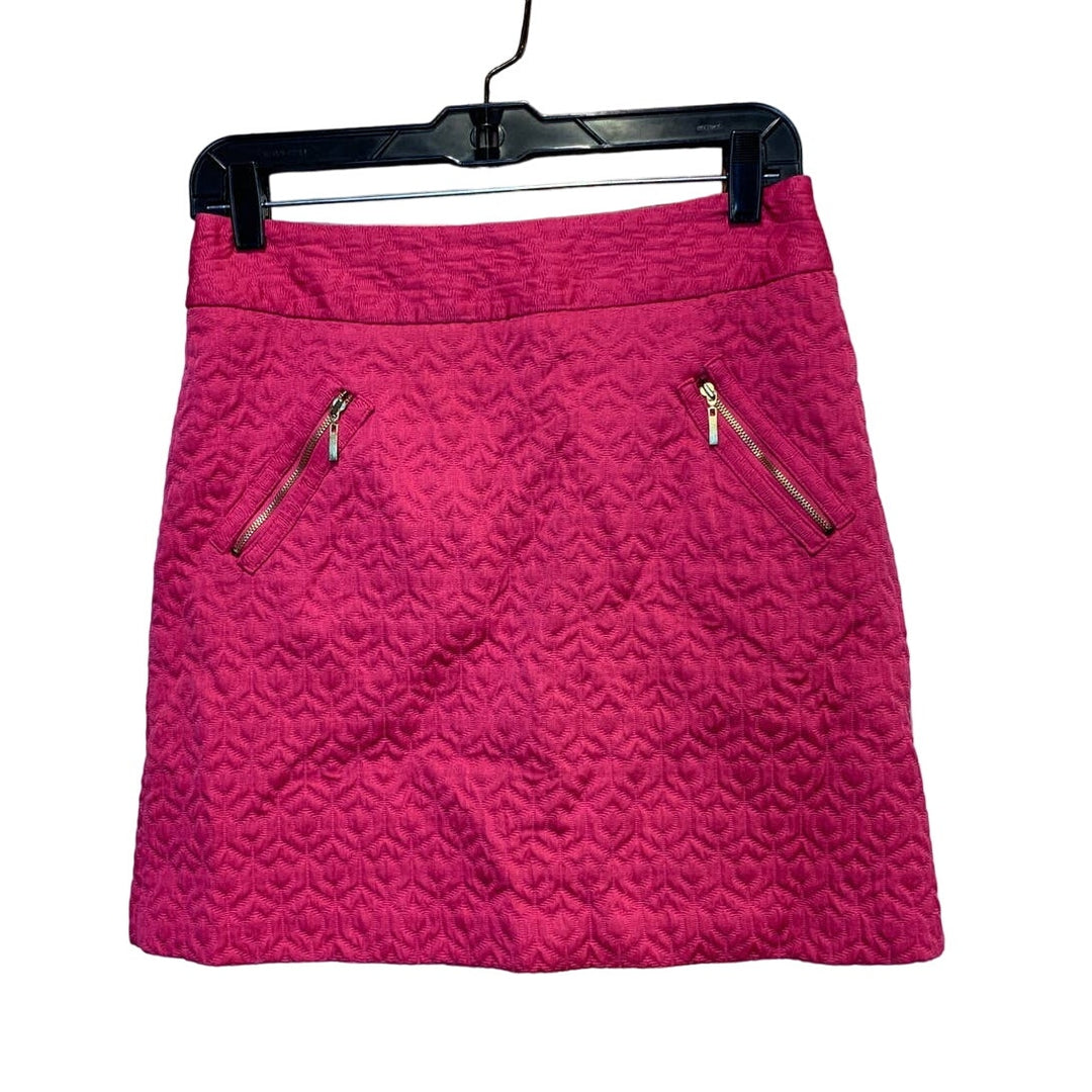 Worthington Size 4 Back Zip Fake Front Zippers Short Pink Quilted Pencil Skirt