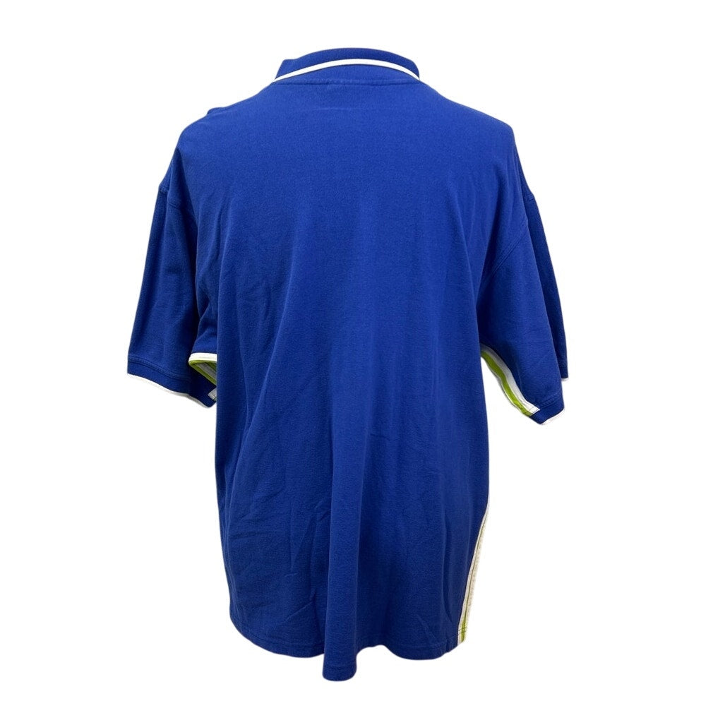 Adidas Mens 2XL Blue Side Striped 100% Cotton Short Sleeve Collared Polo Shirt