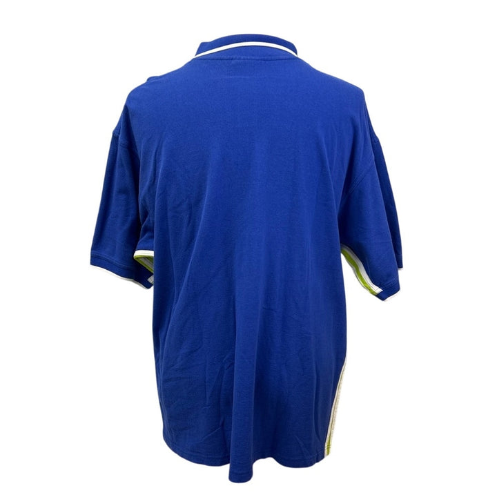 Adidas Mens 2XL Blue Side Striped 100% Cotton Short Sleeve Collared Polo Shirt